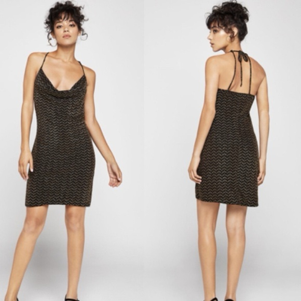 BCBGeneration Black and Gold Backless Dress